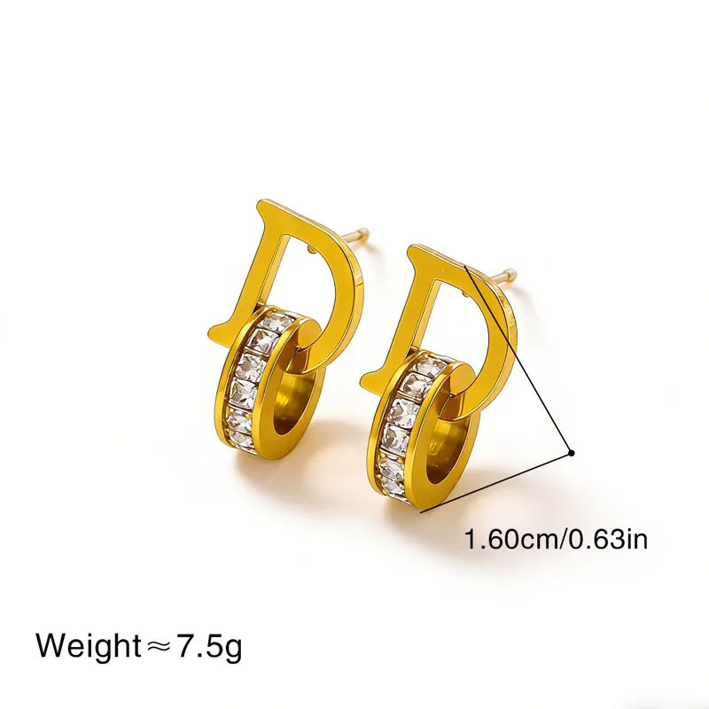 D-shaped Double Ring Earrings